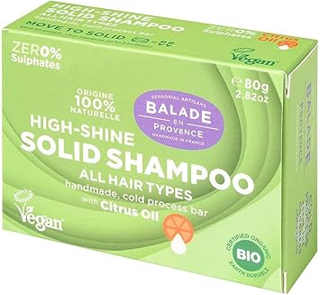 Balade en Provence High Shine Organic Solid Shampoo Bar for All Hair Types Citrus Scent 80g - Image 2