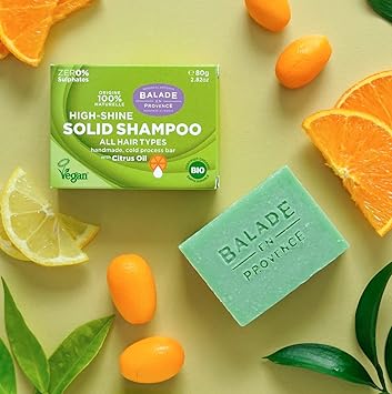 Balade en Provence High Shine Organic Solid Shampoo Bar for All Hair Types Citrus Scent 80g - Image 4