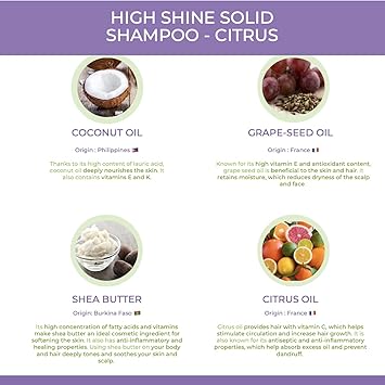 Balade en Provence High Shine Organic Solid Shampoo Bar for All Hair Types Citrus Scent 80g - Image 5