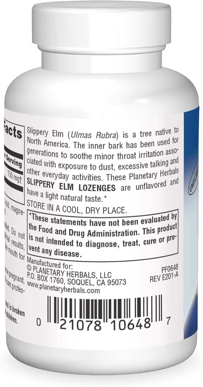 Planetary Herbals Slippery Elm Lozenges - Herbal Throat Support with Echinacea and Vitamin C, 150 mg, 24 Lozenges - Image 2