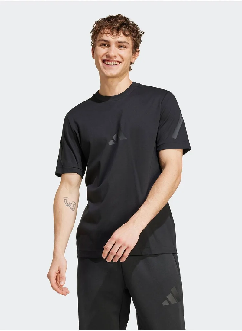 Adidas M Z.N.E. Tee Black T-Shirt (Short Sleeve) T-Shirts For Men