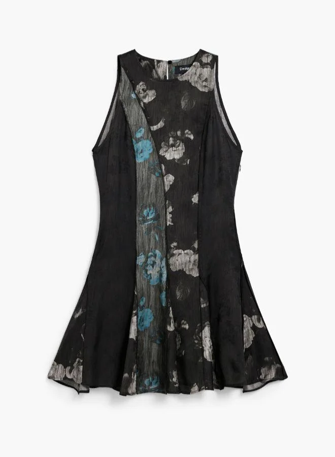 DESIGUAL black floral Flared dress flowers for Women | Best Price UAE