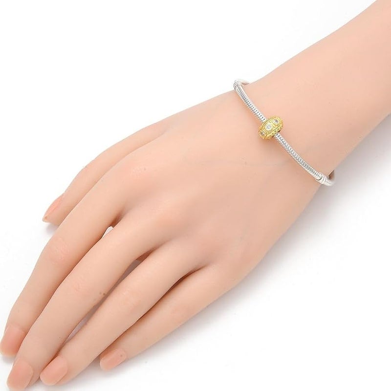 أدابيل Adabele 1pc Solid Gold Plated Sterling Silver Hypoallergenic Birthstone Charm Cubic Zirconia CZ Diamond Bead Fit Pandora All Other Bracelet Necklace Personalized Women Jewelry - Image 3