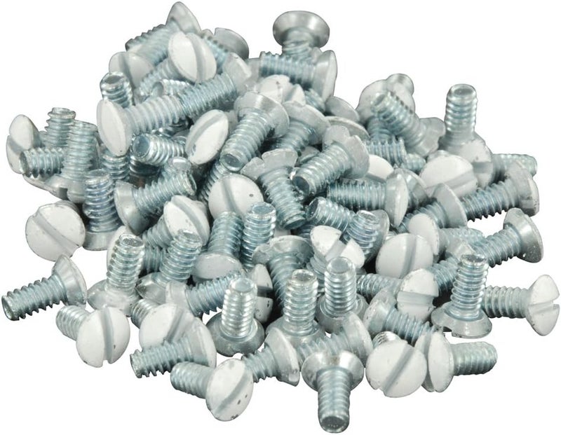 5/16-Inch Long 6-32 Thread, Oval Head Milled Slot Replacement Wallplate Screws, 100-Pack, 88400-PRT, White