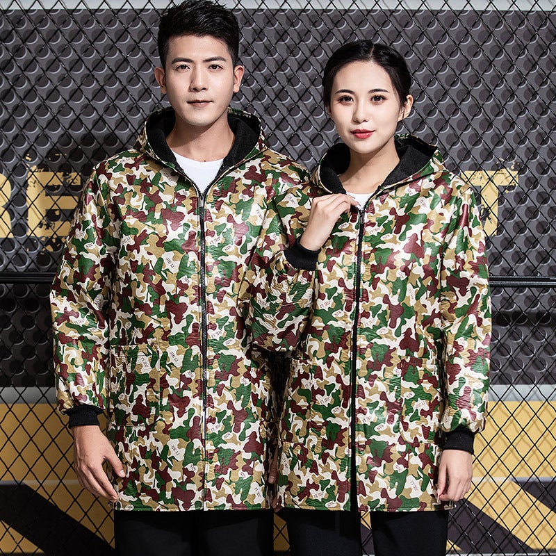 Fleece-Lined Thermal Camouflage Coat Anti-Fouling Windproof Coat Porter Dust-Proof Clothing Men'S And Women'S Hooded Overalls - Image 1