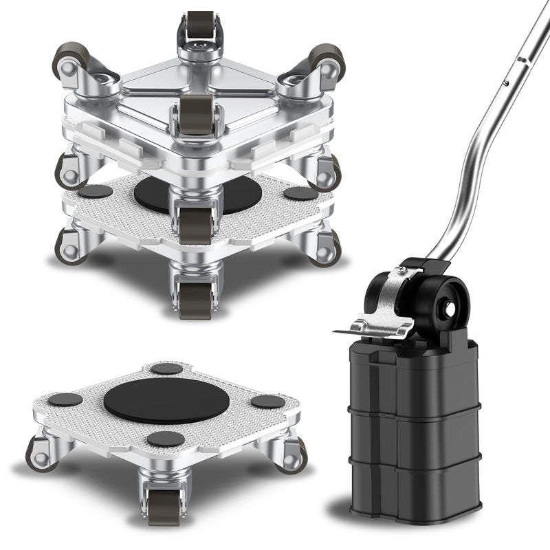 Oneon Furniture Mover Pro Set - Enhanced Dolly And Lifter With Custom Tpe Wheels For Easy Furniture Lifting And Moving-Professional Tool For Effortless Furniture Transport(Light Gray 4Dollies+1Lifter) - Image 1