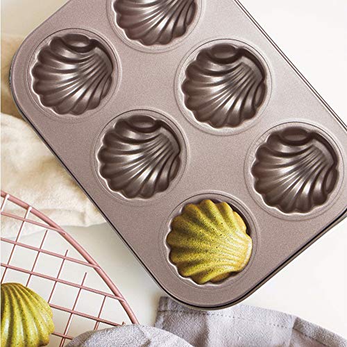 Webake Non-stick Madeleine Pans Carbon Steel Cake Pan French Dessert Mold Spherical Scallop Madeline Bakeware 2 Pack Set - Image 2