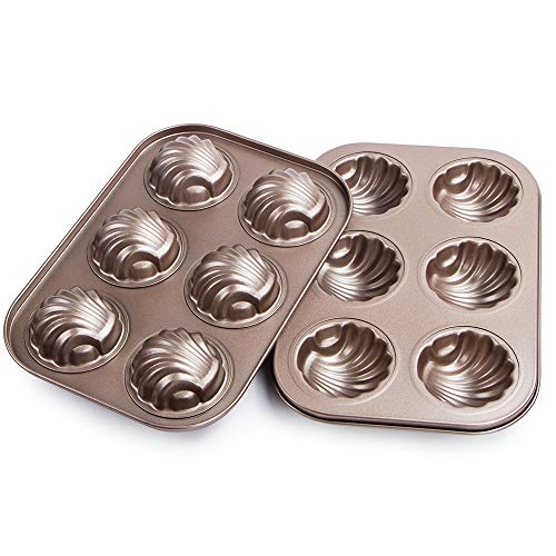 Webake Non-stick Madeleine Pans Carbon Steel Cake Pan French Dessert Mold Spherical Scallop Madeline Bakeware 2 Pack Set - Image 1