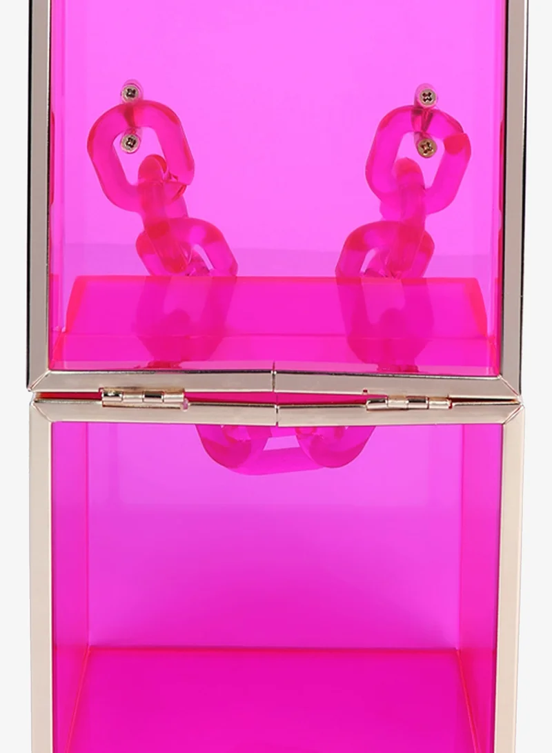 London Rag pink Fuchsia Cuboid Clear Box Clutch Bag for Women | Best Price UAE