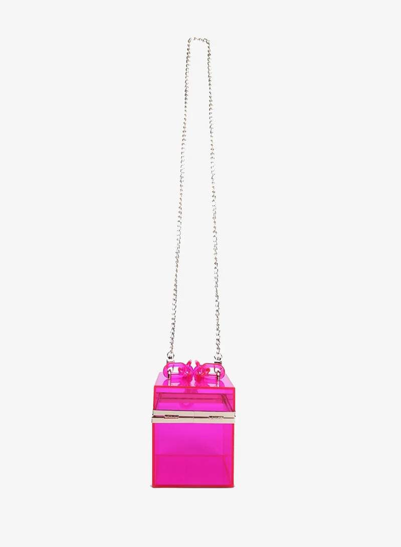 London Rag pink Fuchsia Cuboid Clear Box Clutch Bag for Women | Best Price UAE
