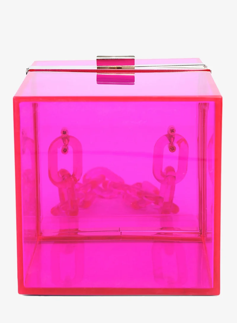 London Rag pink Fuchsia Cuboid Clear Box Clutch Bag for Women | Best Price UAE