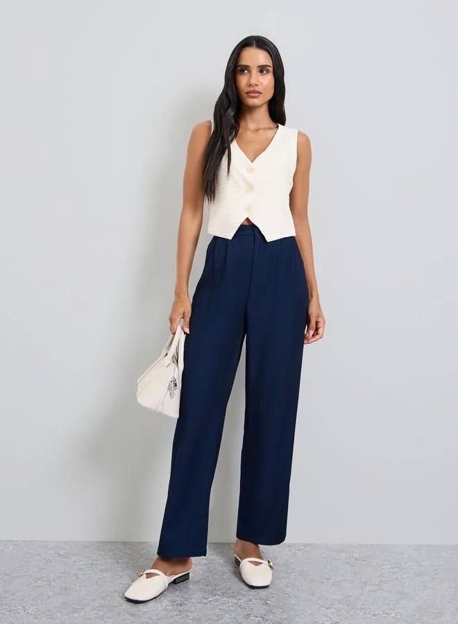 تايك تو Off White Textured Waistcoat