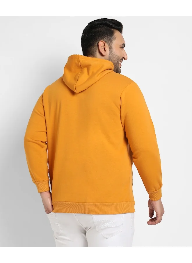 Instafab Plus Instafab Plus Men's Mustard Yellow Basic Hoodie With Kangaroo Pocket