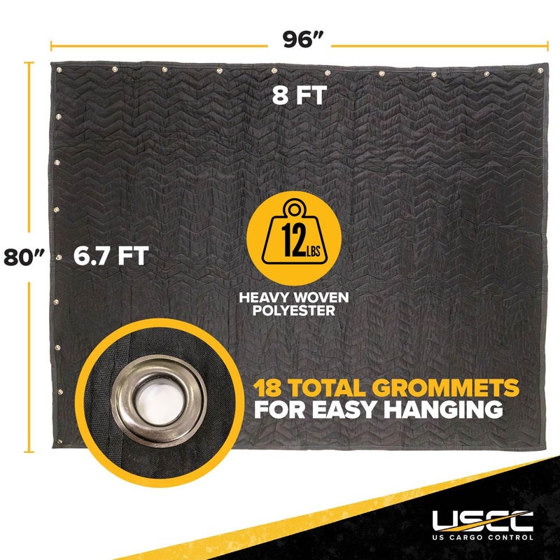 US Cargo Control 96"x80" Extra Large Sound Dampening Blanket with Grommets, Machine Washable, 12 Pounds - Image 3