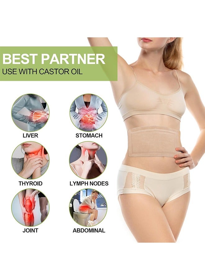 10 Pack Castor Oil Pack Wrap, Disposable Castor Oil Pack for Liver, Stomach, Belly on Detoxification, High Absorbent Organic Cotton Flannel for Women Men (Skin Color) - Image 4