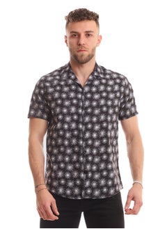 White Rabbit Fireworks Short Sleeves Buttoned Shirt For Men,Black,2XL