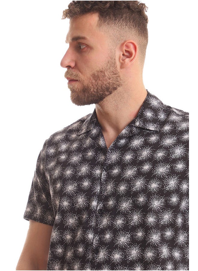 WHITE RABBIT - White Rabbit Fireworks Short Sleeves Buttoned Shirt For Men,Black,2XL - Image 1