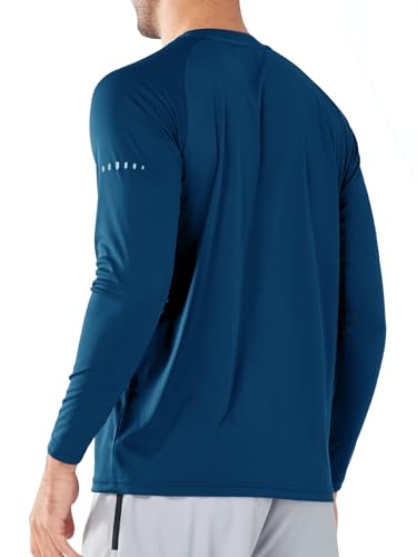 NORTHYARD Men's Sun Protection Shirts UPF 50+ Long Sleeve Swim Rash Guard Shirt Running Workout Athletic Hiking UV Fishing DARKBLUE L - Image 2