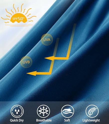 NORTHYARD Men's Sun Protection Shirts UPF 50+ Long Sleeve Swim Rash Guard Shirt Running Workout Athletic Hiking UV Fishing DARKBLUE L - Image 5