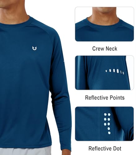 NORTHYARD Men's Sun Protection Shirts UPF 50+ Long Sleeve Swim Rash Guard Shirt Running Workout Athletic Hiking UV Fishing DARKBLUE L - Image 4