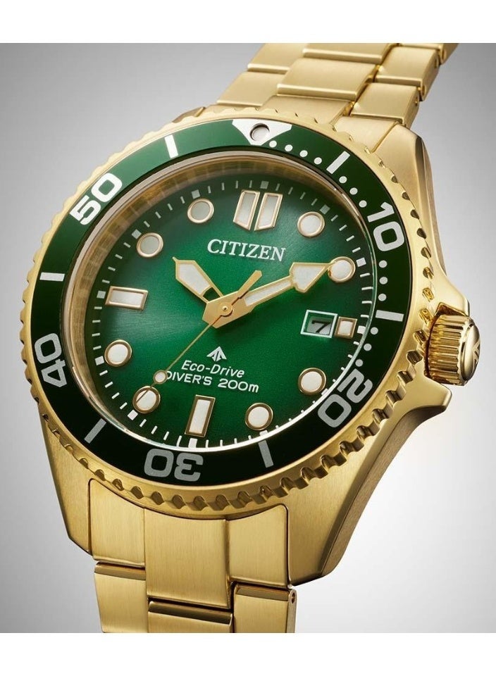 سيتيزن Promaster Diver Eco-Drive Men’s Watch BN0262-59W, 41 mm Green Dial, Stainless Steel Case & Bracelet, Unidirectional Rotating Bezel, 200 m WR - Image 1