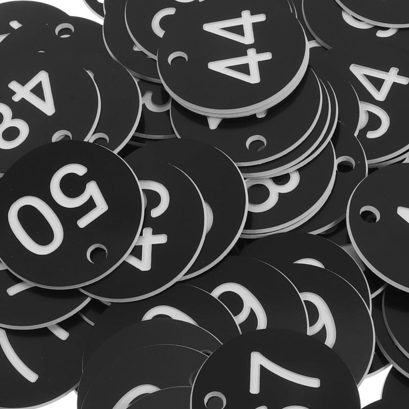 100Pcs Black Plastic Number Tags With Metal Rings For Key Signboard Identification Office Labeling - Image 5