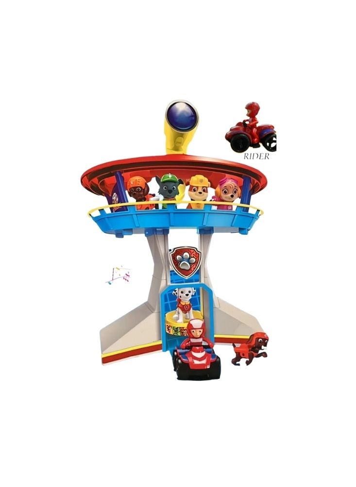 بريميم مجموعة ألعاب برج المراقبة – برج إنقاذ أزرق ومتعدد الألوان مع مركبات وشخصيات وميزات تفاعلية - Image 1
