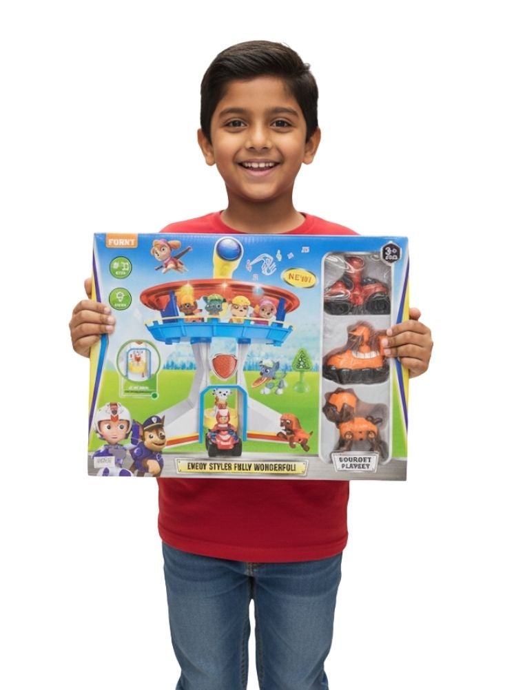 بريميم مجموعة ألعاب برج المراقبة – برج إنقاذ أزرق ومتعدد الألوان مع مركبات وشخصيات وميزات تفاعلية - Image 3