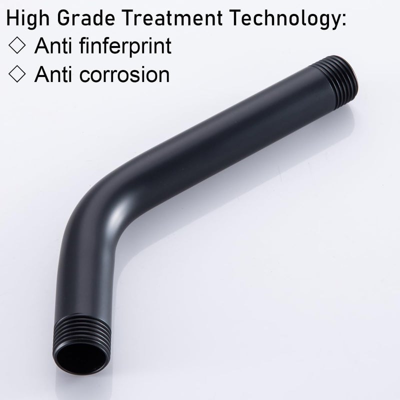 Random Shower Arm with Flange,Black 6 Inches Wall Mount Angle Shower Head Extension Arm For Fixed Shower Head,Matte Black.RD91018-6MB - Image 4