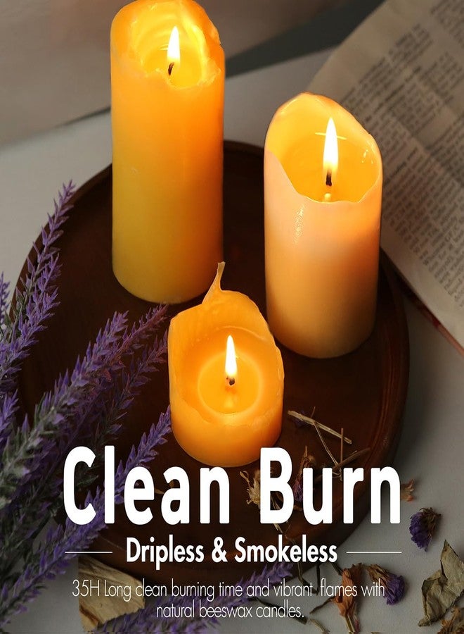 MOSROAD Natural Beeswax Candles 3 Packs, 105 Hours Burn Time Total, 100% Pure Beeswax Pillar Candles for Emergency Prayer Home Decor, Bees Wax Candle for Relax, Smokeless & Dripless [2x4 inch] - Image 5