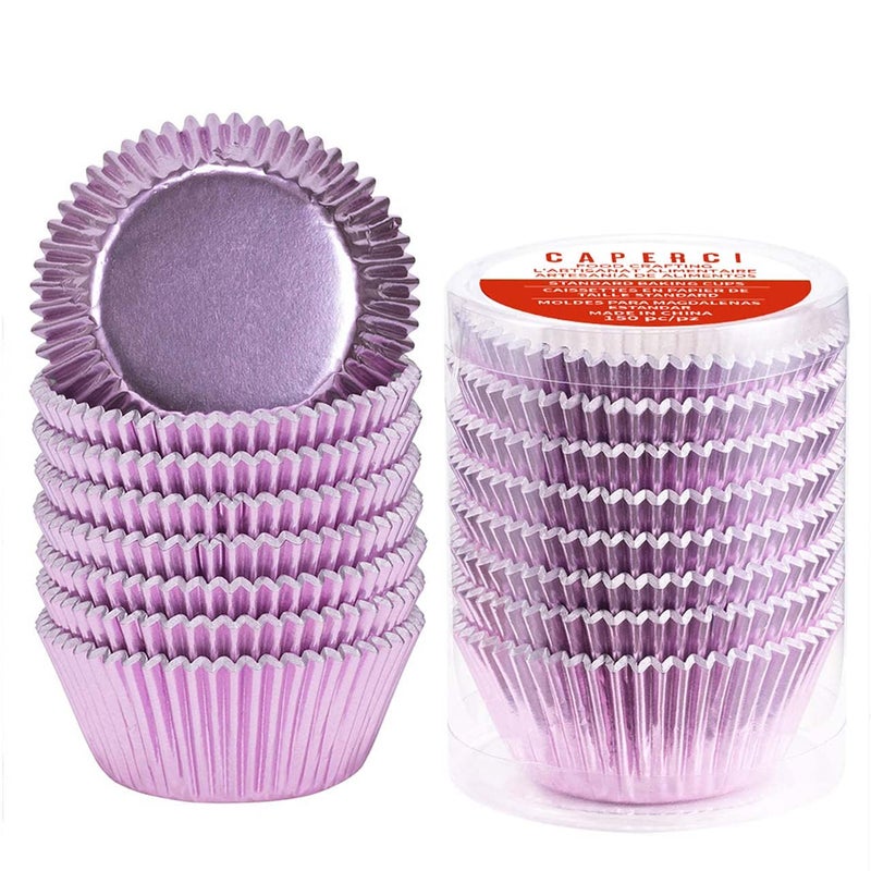 Caperci Orchid Purple Foil Cupcake Liners Standard Muffin Wrappers Greaseproof Baking Cups, 150-Pack - Image 1