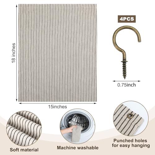Ribbonlic Reusable Rag Cloth & Dish Towel Holder Natural Cotton Vintage Bag for Kitchen, Laundry Room, Bathroom Storage(Vertical Stripes) - Image 3