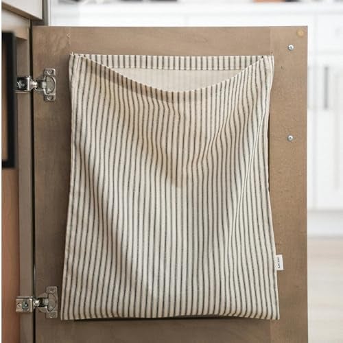 Ribbonlic Reusable Rag Cloth & Dish Towel Holder Natural Cotton Vintage Bag for Kitchen, Laundry Room, Bathroom Storage(Vertical Stripes) - Image 2