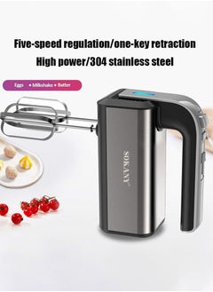 sokany 5 Speed Hand Mixer,800W Electric Whisk,Professional Handheld Mixer for Baking,Egg Beater,Includes Stainless Steel Beaters and Dough Hooks, CX-6651  - Image 2