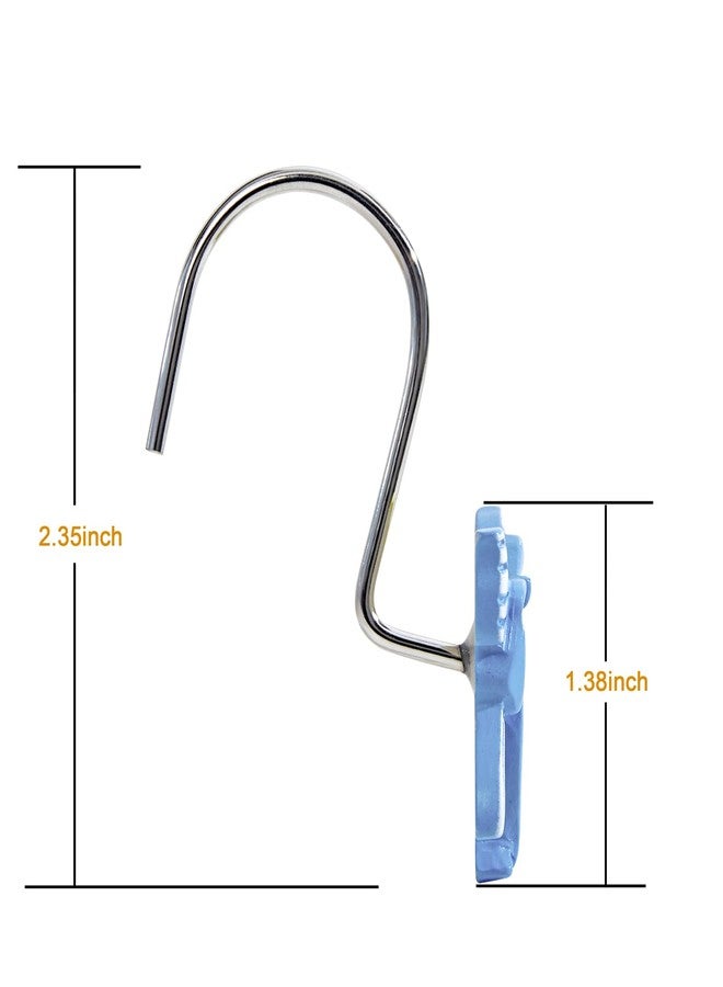 Aldopein 12PCS Cute Bow Decorative Shower Curtain Hooks for Coastal Chic Grils Kids Shower Curtains Hooks Metal Rustproof Boho Turquoise Blue Trendy Shower Curtain Rings Bathroom Decoration - Image 4