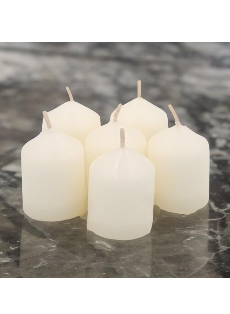 SIHIYA LIFE Pack of 6 Small Ivory Pillar Candles | 2 x 1.6inch | Unscented & Dripless Candles for Decor, Events, Restaurants | Natural Wax with Cotton Wicks | 30+hrs Burn Time  - Image 2