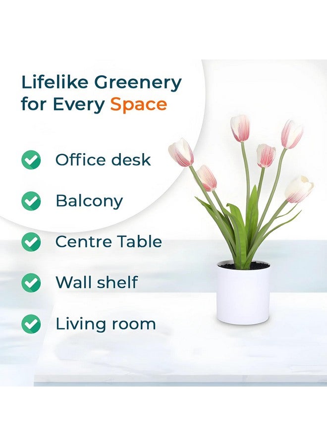 Kuber Industries Artificial Plants for Home Décor|Natural Looking Indoor Fake Plants with Pot|Artificial Flowers for Decoration (Pink) - Image 4