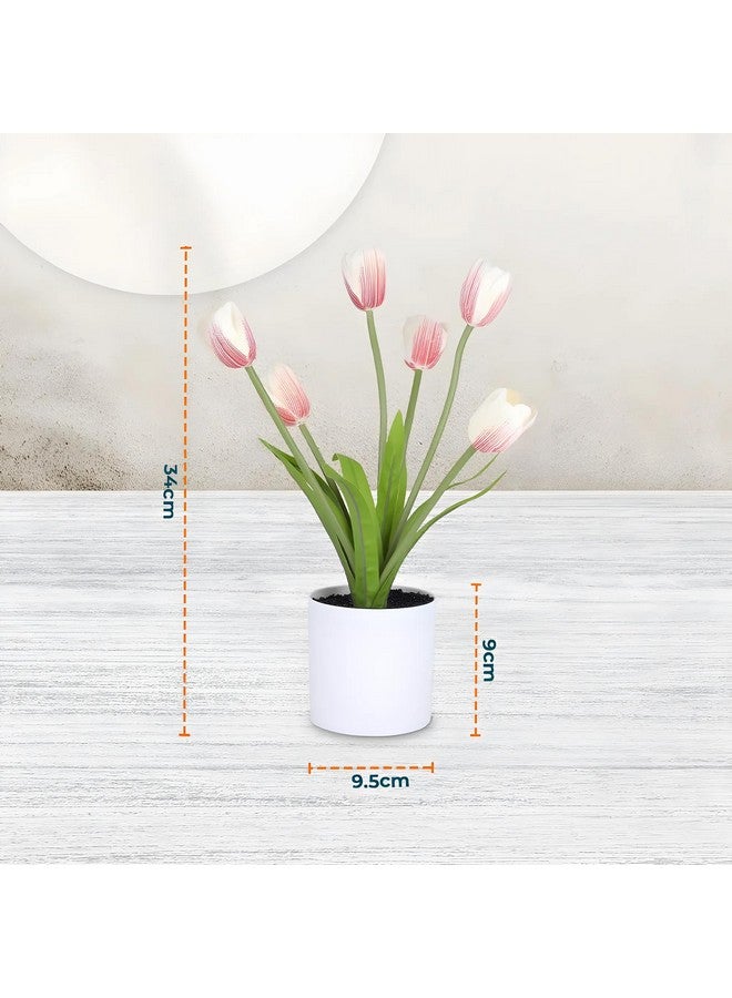 Kuber Industries Artificial Plants for Home Décor|Natural Looking Indoor Fake Plants with Pot|Artificial Flowers for Decoration (Pink) - Image 3