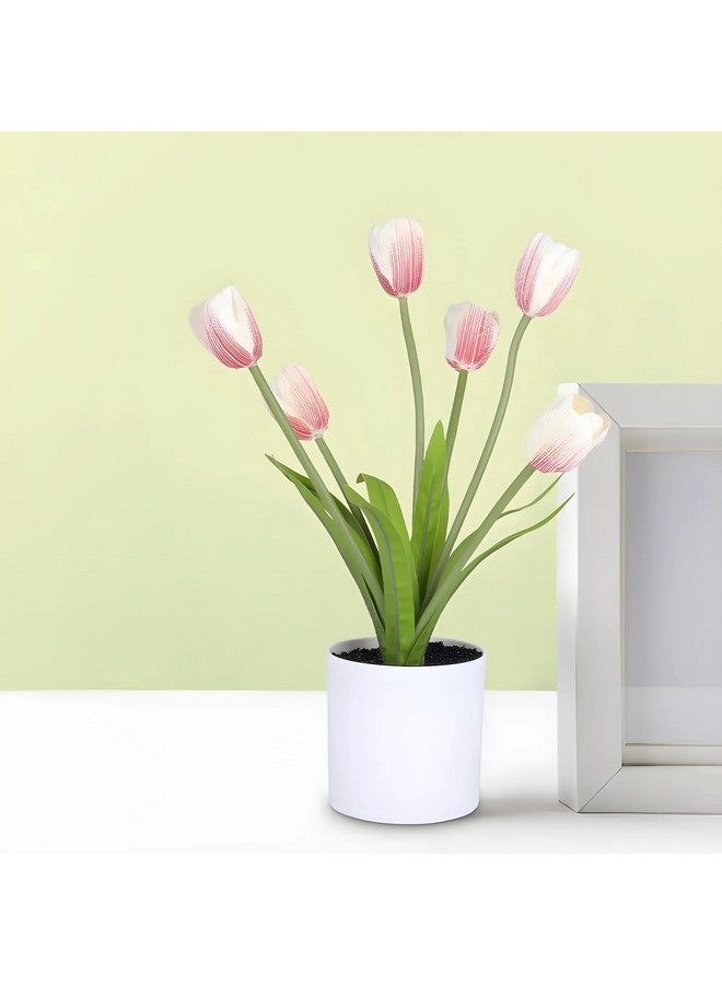 Kuber Industries Artificial Plants for Home Décor|Natural Looking Indoor Fake Plants with Pot|Artificial Flowers for Decoration (Pink) - Image 1