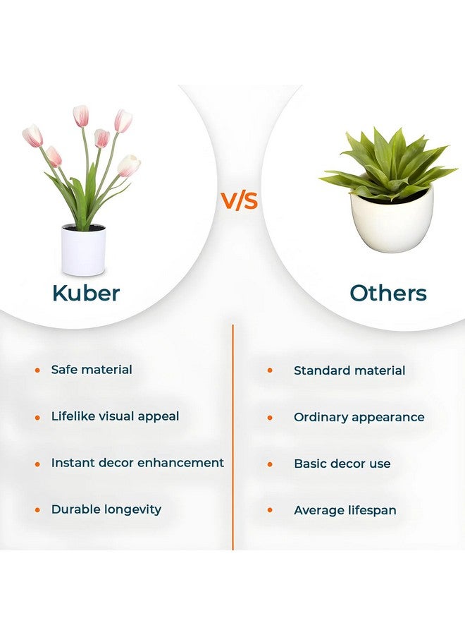 Kuber Industries Artificial Plants for Home Décor|Natural Looking Indoor Fake Plants with Pot|Artificial Flowers for Decoration (Pink) - Image 5