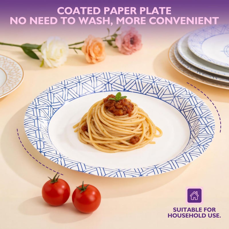 PACKINNO Disposable Paper Plates 8.5 Inch 300 Count, Soak Proof and Cut Resistant Heavy Duty Paper Plates Bulk for Parties, Picnics, Camping, and Everyday Meals - Image 2
