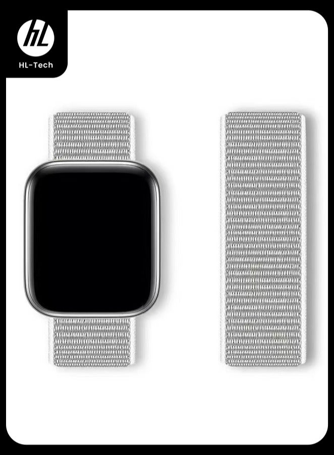 HL-Tech Breathable Nylon Loop Sport Band for Apple Watch 42mm/44mm/45mm/46mm/49mm – Adjustable Lightweight Strap Compatible with iWatch Ultra 2, SE, Series 10/9/8/7, Sweatproof Replacement Band for Men & Women (Rock Gray) - Image 1