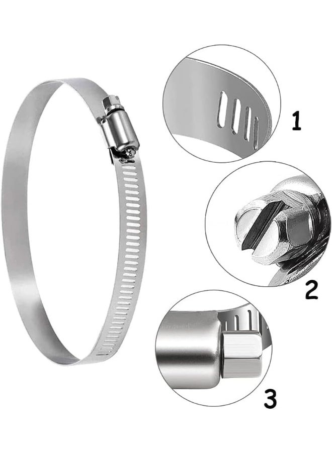 Poaker Poaker 4Pcs Gi Hose Clips - Adjustable Worm Drive Pipe Clamps For Securing Hose Connections In Gas Lines, Water Pipes, Industrial Hoses, Oil Pipes, And More (13Mm To 20Mm)  - Image 3