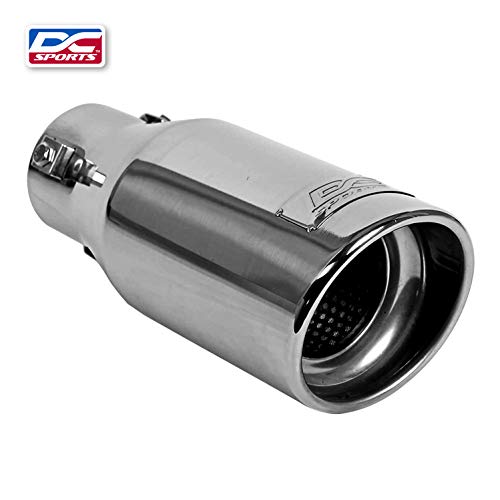 DC Sports EX-1012B Performance Bolt-On Resonated Muffler Slant Tip with Clamps and Adapters for Fitment on Most Cars, Sedans, and Trucks - Matte Black Powdercoat - Image 2