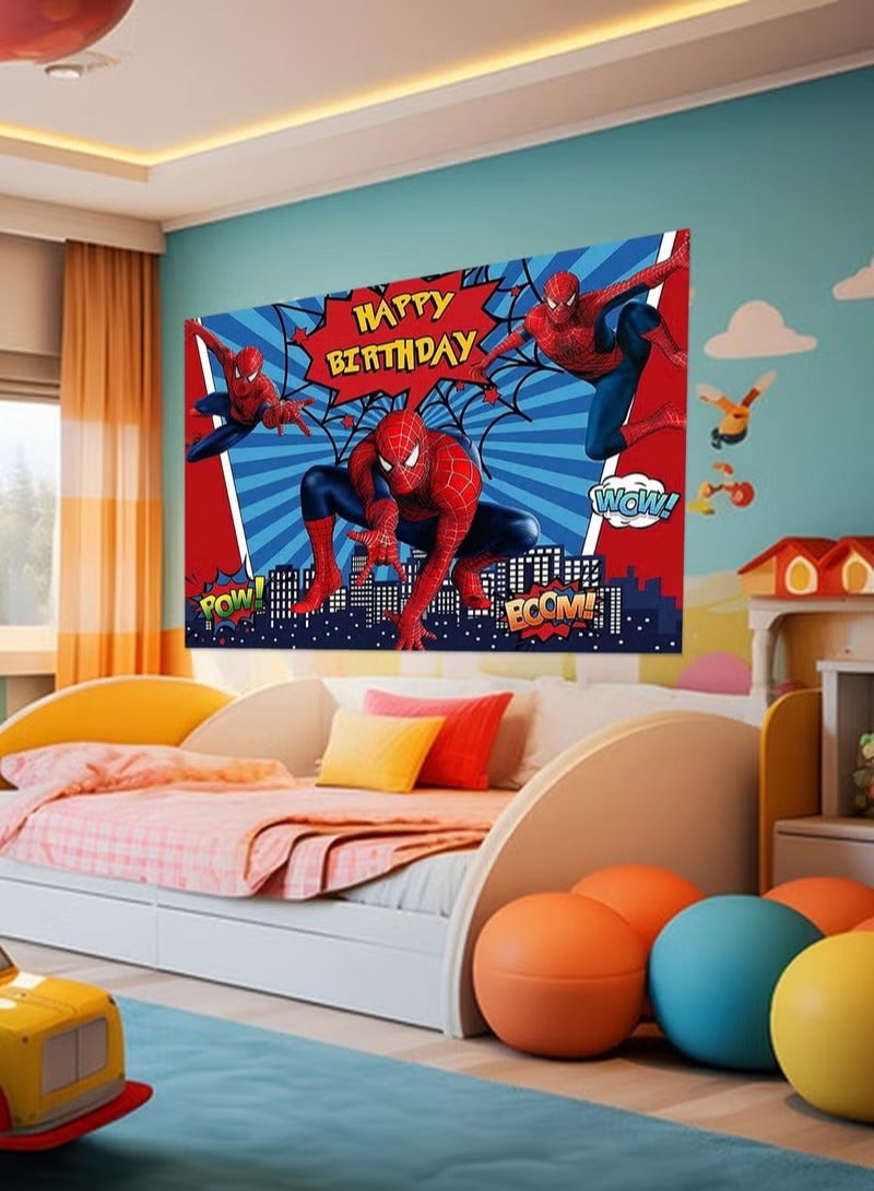 Cartoon Spider-Man Children's Birthday Background Cloth Venue Layout Hanging Cloth Party Decoration Background Flag Cloth (150cmx100cm)  - Image 3