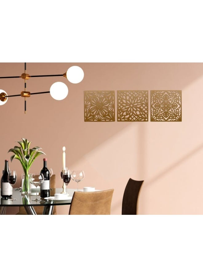 Home Gallery Geometric Flower Triptych Wood Wall Art - Image 3