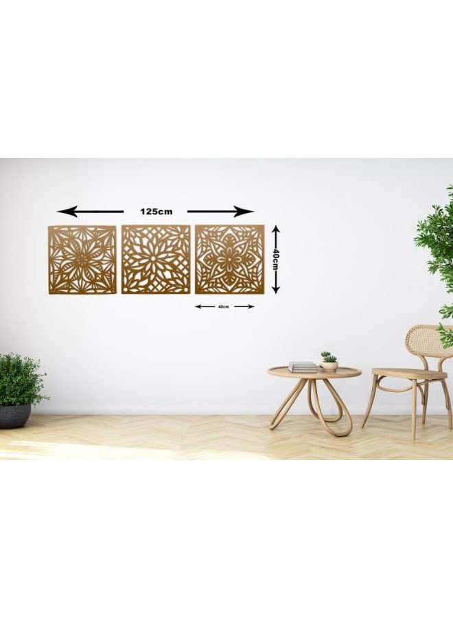 Home Gallery Geometric Flower Triptych Wood Wall Art - Image 4