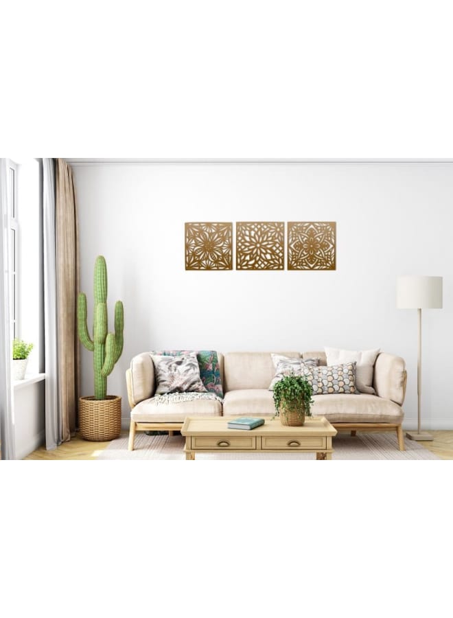 Home Gallery Geometric Flower Triptych Wood Wall Art - Image 2