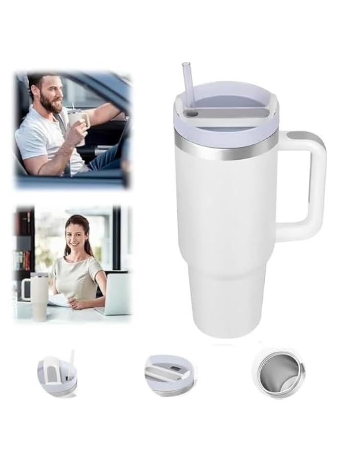 HOOKOR 40 OZ Insulated tumbler with straw, Double Vacuum Stainless Steel Water Bottle for Home, Office or Car - Iced Coffee Cup Reusable,Thermos Travel Coffee Mug,Keep Hot/Cold for Hours - Image 2