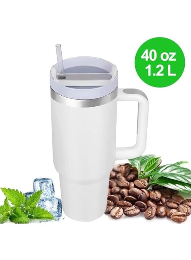 HOOKOR 40 OZ Insulated tumbler with straw, Double Vacuum Stainless Steel Water Bottle for Home, Office or Car - Iced Coffee Cup Reusable,Thermos Travel Coffee Mug,Keep Hot/Cold for Hours - Image 3